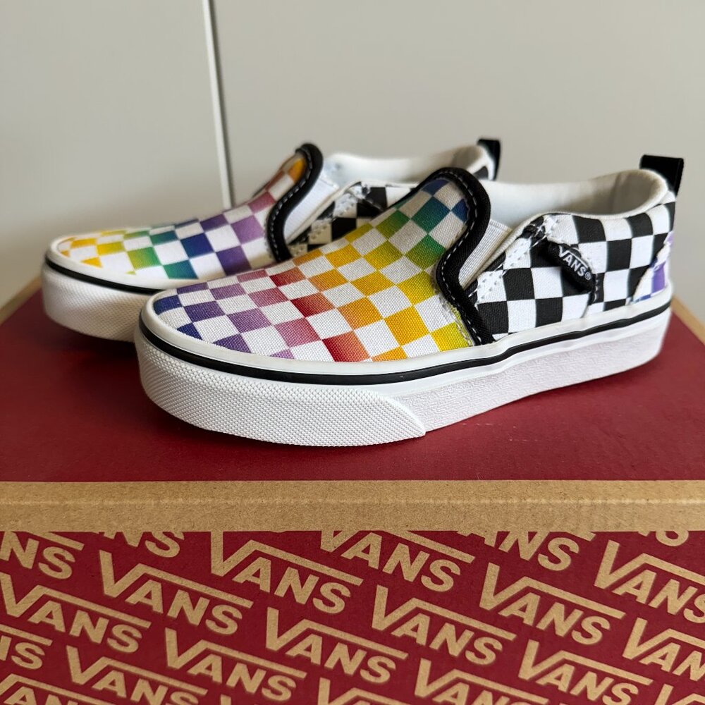 NEW! Vans Slip-On - Kids Size 11 - Rainbow Checkered